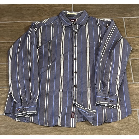 Tommy Bahama Other - Tommy Bahama Men's 100% Silk Button Down Shirt Brown & Blue Stripe Size Large L